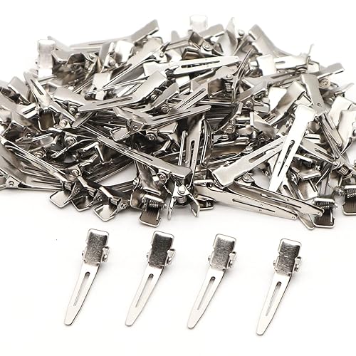 100pcs 4.5cm Single Prong Curl Clips - Silver Metal Alligator Hair Pins for Hair Extension Beauty & Personal Care Aqueens