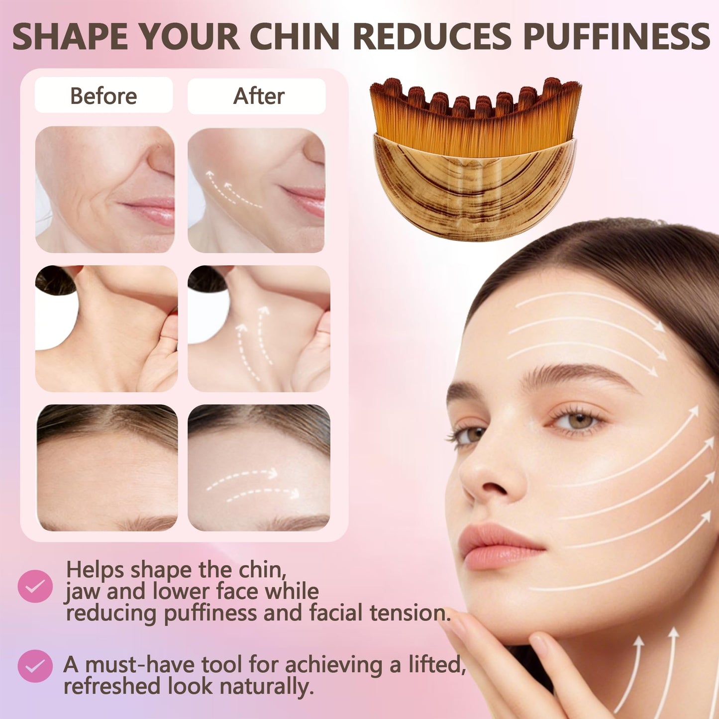 Lymphatic Contour Face Brush, Manual Drainage Massager, Natural Makeup Brush with Soft Bristles, Hypoallergenic Ergonomic Facial Cleansing Beauty and Personal Care Cxguu