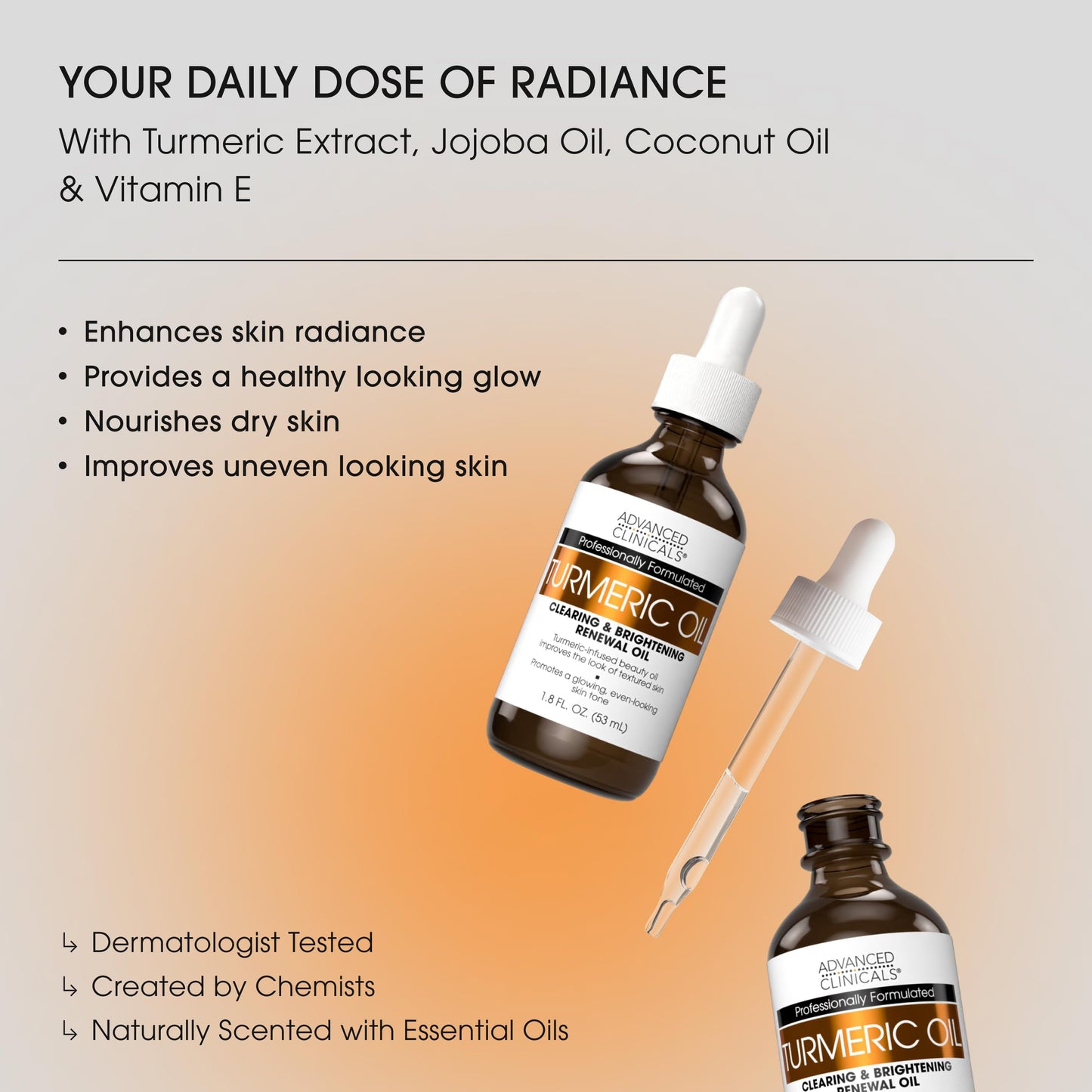 Advanced Clinicals Turmeric Oil Serum For Face | Facial Skin Care Serum With Jojoba + Coconut Oil To Improve Appearance Of Dark Spots & Uneven Skin Beauty & Personal Care Advanced Clinicals