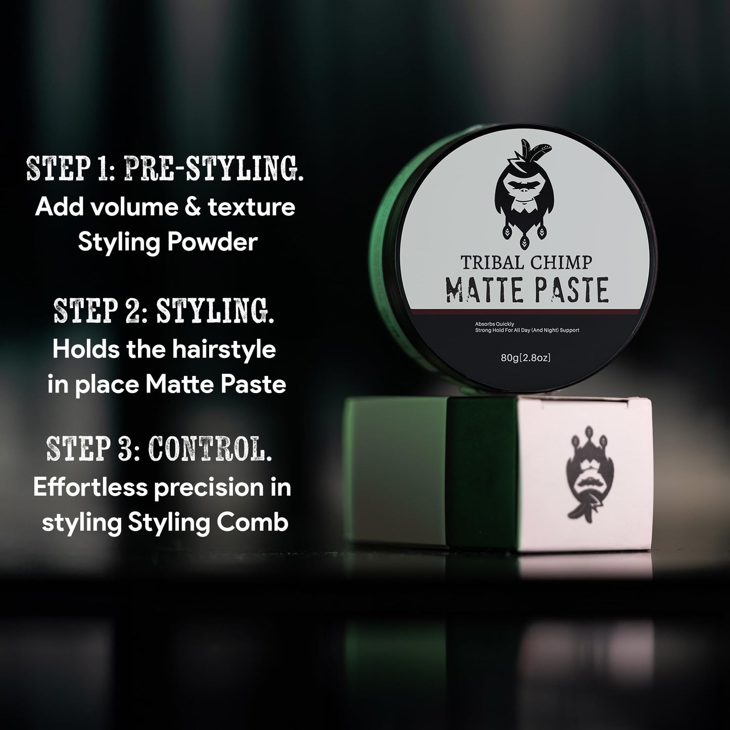 Tribal Chimp Matte Hair Styling Paste for Men - Medium to Strong Hold, Matte Finish, Easy to Apply & Wash Out - Styling Paste for All Hair Types Beauty & Personal Care Tribal Chimp