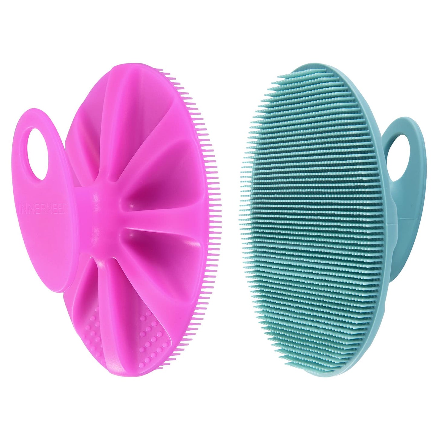 INNERNEED Food-Grade Soft Silicone Body Cleansing Brush Shower Scrubber, Gentle Exfoliating and Massage for All Kinds of Skin (Purple+Dark Green) Beauty & Personal Care INNERNEED