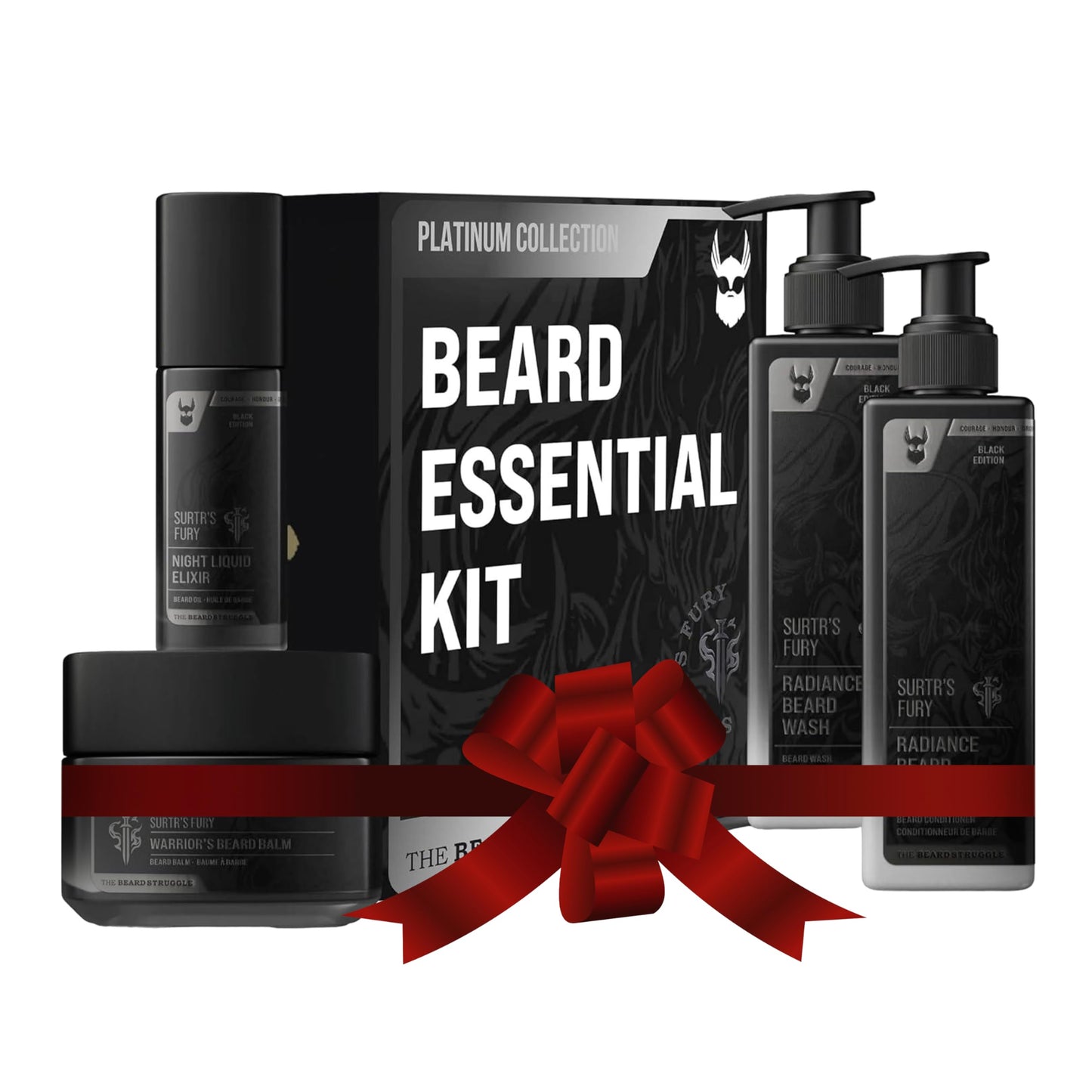 The Beard Growth Kit - Essential Grooming Set with Balm, Oil, Wash & Conditioner for Men - Surtr's Fury Platinum Collection Beauty and Personal Care The Beard Struggle