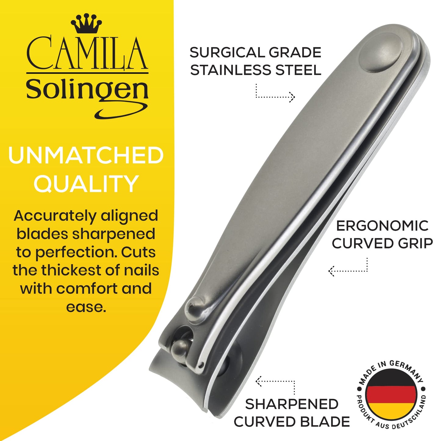 Camila Solingen CS15 3" Fingernail Clipper and Toenail Clipper for Manicure and Pedicure - Professional Nail Clippers with Precision Super Sharp Beauty & Personal Care Camila Solingen
