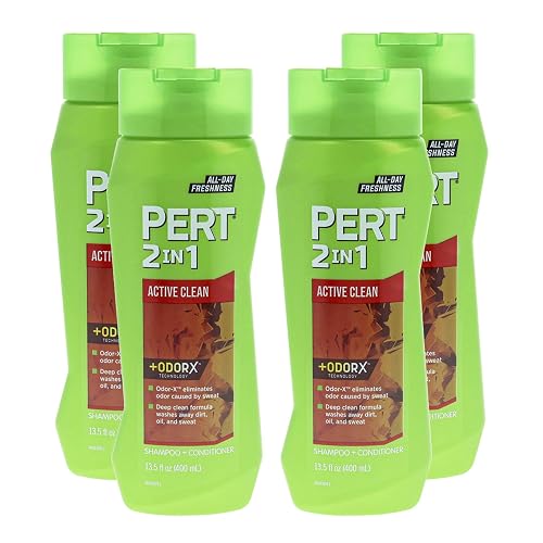 PERT 2 in 1 Active Clean Shampoo and Conditioner - Deep Clean with Odor Elimination Technology - Leaves Hair Manageable and Fresh All Day - 4 pc Beauty & Personal Care Pert