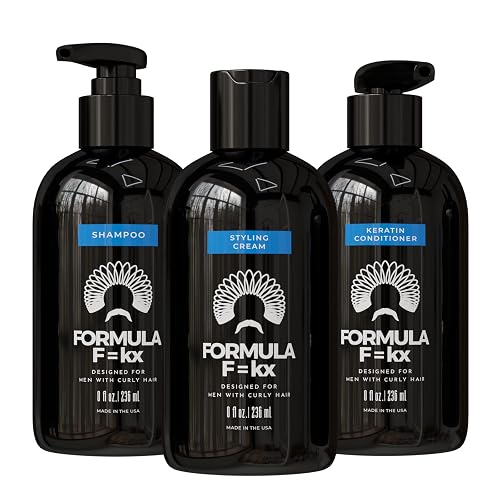 Formula F=kx - Curly & Kinky Hair Care System for Men - Hydrating Shampoo, Conditioner, and Curl Cream Set - Sulfate Free - Ocean Scent - 8oz Each Beauty & Personal Care FormulaF=KX
