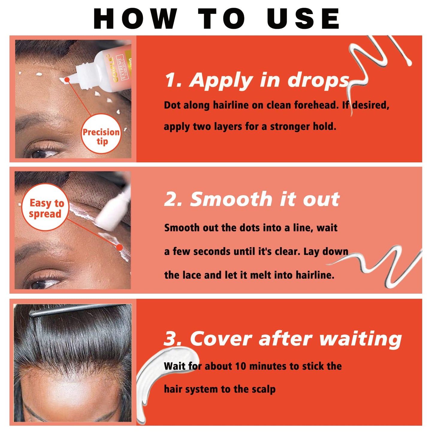 Lace Front Wig Glue Set - Waterproof With Tools, Hair Wax Stick, Remover, Edge Control Wax, Wig Band, and Dual Brush Beauty and Personal Care Goiple
