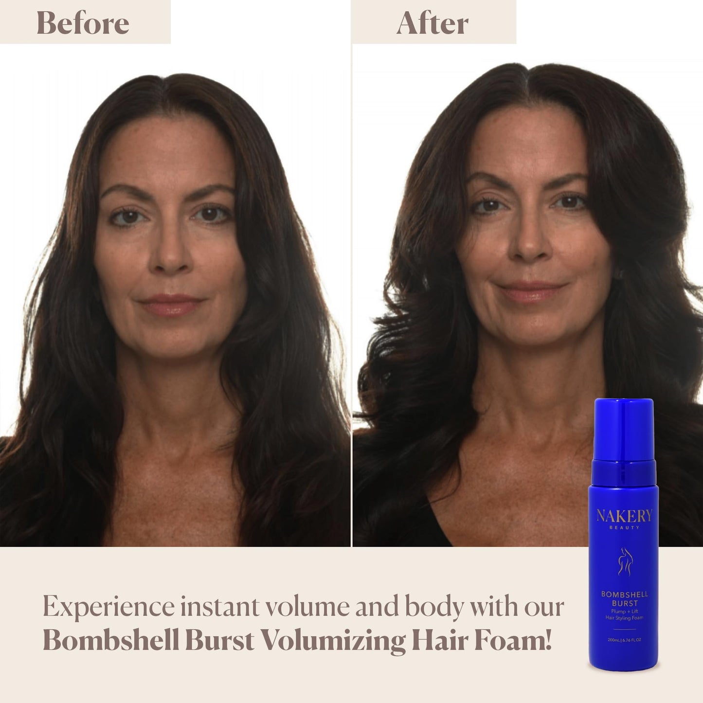 Nakery Bombshell Burst Hair Foam, Volumizing Mousse for Styling Curly and Straight Hair, Lightweight Foam with Biotin, Keratin, Panthenol, Texture Beauty & Personal Care Nakery