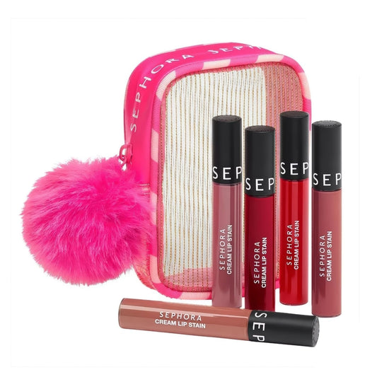 SEPHORA Collection 5 Piece Cream Lip Stain Makeup Gift Set (01 Always Red, 13 Marvelous Mauve, 94 Cherry Moon, 122 Casual Peach, Winter Rose) Beauty & Personal Care SEPHORA