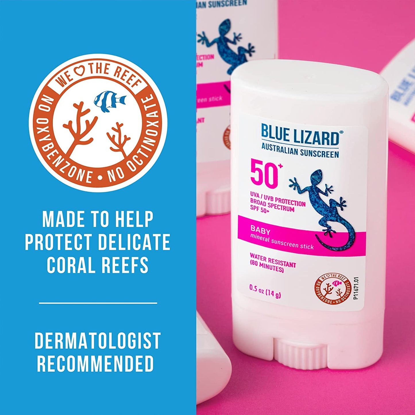 Blue Lizard BABY Mineral Sunscreen Stick with Zinc Oxide, SPF 50+, Water Resistant, UVA/UVB Protection - Easy to apply, Fragrance Free.5 oz (Pack Beauty & Personal Care Hoiyen
