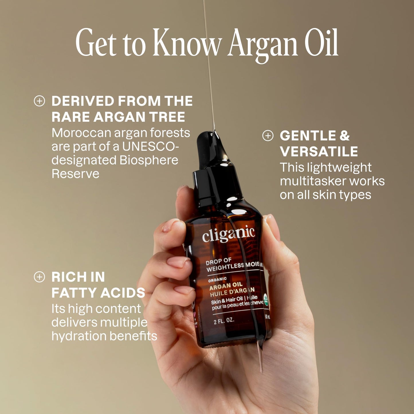 Cliganic Organic Argan Oil 16oz with Pump, 100% Pure | Bulk for Hair, Face & Skin (Packaging May Vary) Beauty & Personal Care Cliganic