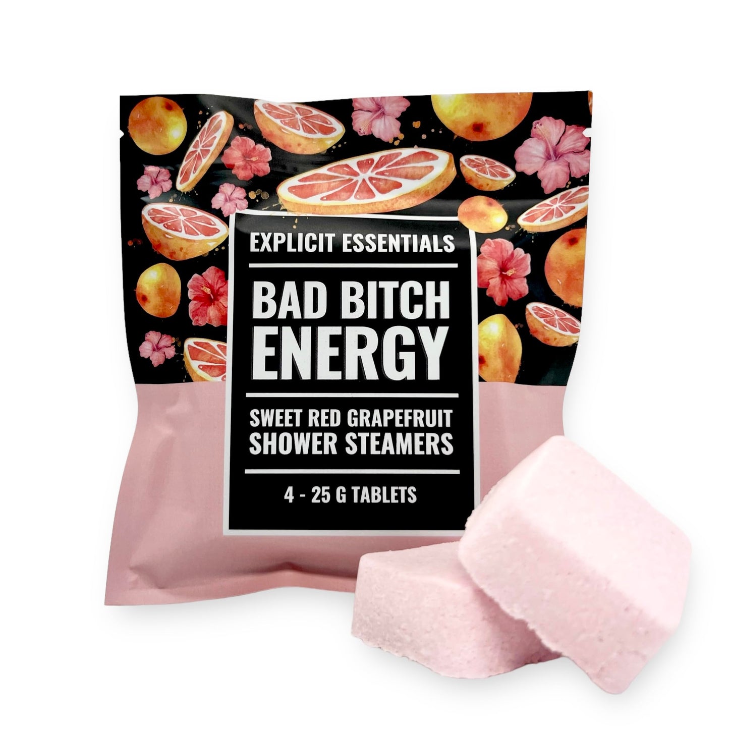 Explicit Essentials Bad B Energy Shower Steamers - Sweet Red Grapefruit Aromatherapy Shower Steamer Tablets (4 Pack) - Energizing Spa Shower Gift Beauty and Personal Care Explicit Essentials
