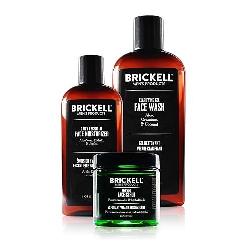 Brickell Men's Products Daily Advanced Face Care Routine I, Gel Facial Cleanser Wash, Face Scrub, Facial Moisturizer Lotion, Natural and Organic Men's Beauty & Personal Care Brickell Men's Products