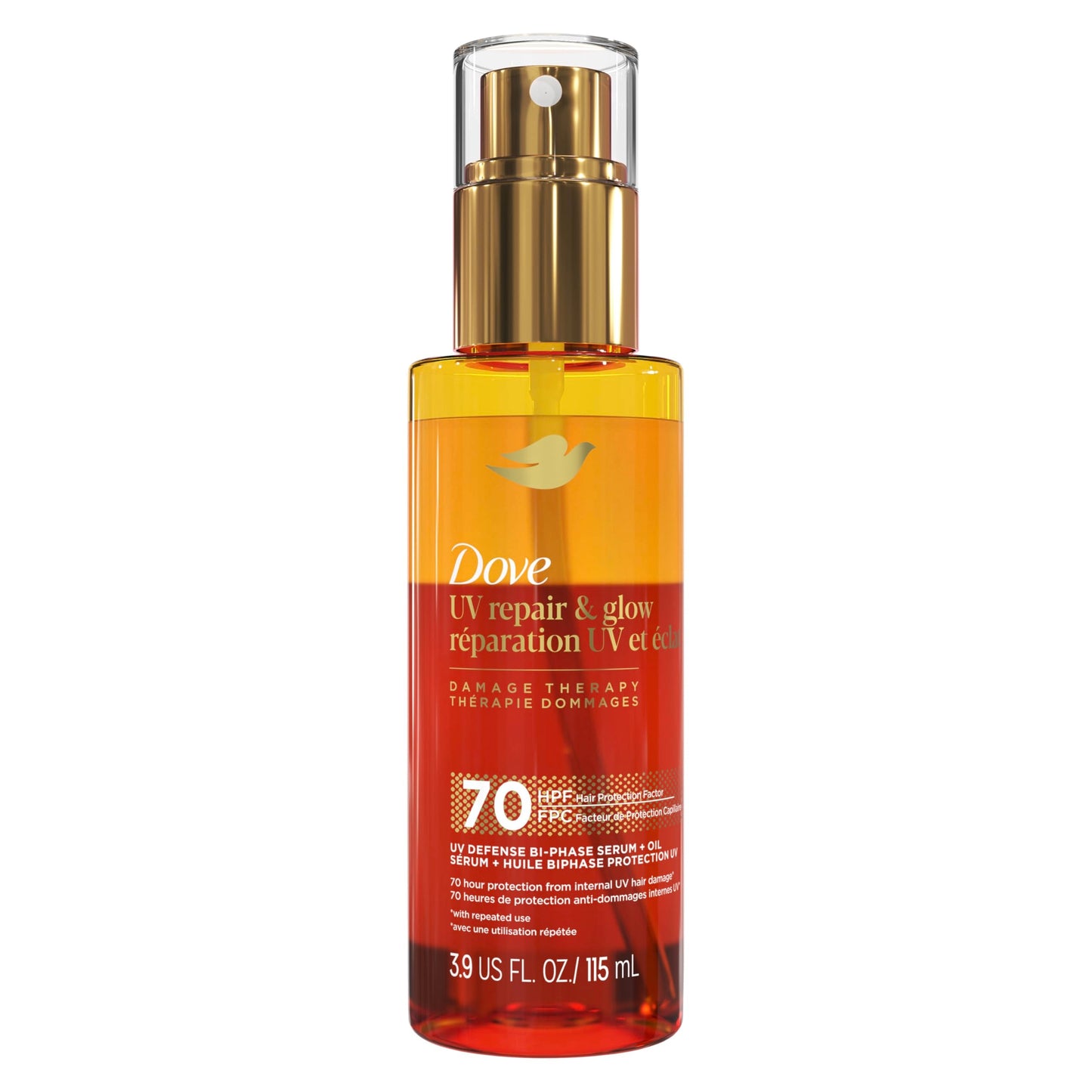Dove Damage Therapy Defense Bi-Phase Serum + Oil 1 ct UV Repair & Glow for 70 Hour Hair Protection, with Ferulic Serum, 3.9 fl oz Beauty and Personal Care Dove Default Title