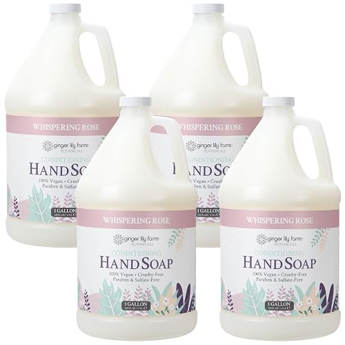 Ginger Lily Farms Botanicals Conditioning Liquid Hand Soap Refill, 100% Vegan & Cruelty-Free, Whispering Rose Scent, 1 Gallon (Pack of 4) Beauty & Personal Care Ginger Lily Farms