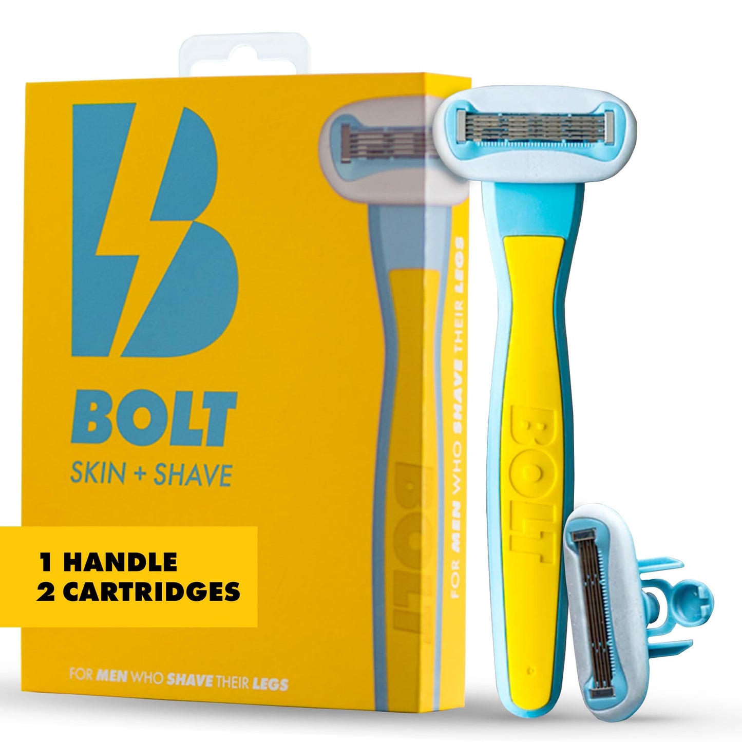 Bolt Skin + Shave Performance Razor for Men’s Leg, Head, Chest & Arm Shaving - Ergonomic Zinc Alloy Handle, 5-Blade Cartridge with Aloe & Vitamin E Beauty and Personal Care BOLT SKIN + SHAVE
