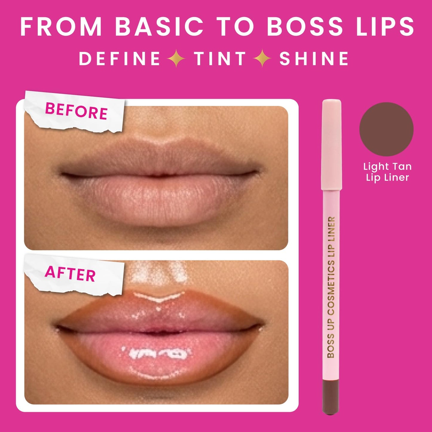 BossUp Cosmetics All-In-One Lip Kit | Light Tan Lip Liner and Lip Oil Set with Clear and Color Changing Lip Oils | Complete Lip Makeup Kit for Women Beauty & Personal Care BOSS UP Cosmetics