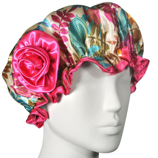 AllyDrew Stylish Satin Shower Cap - Vibrant Leaves Beauty and Personal Care allydrew