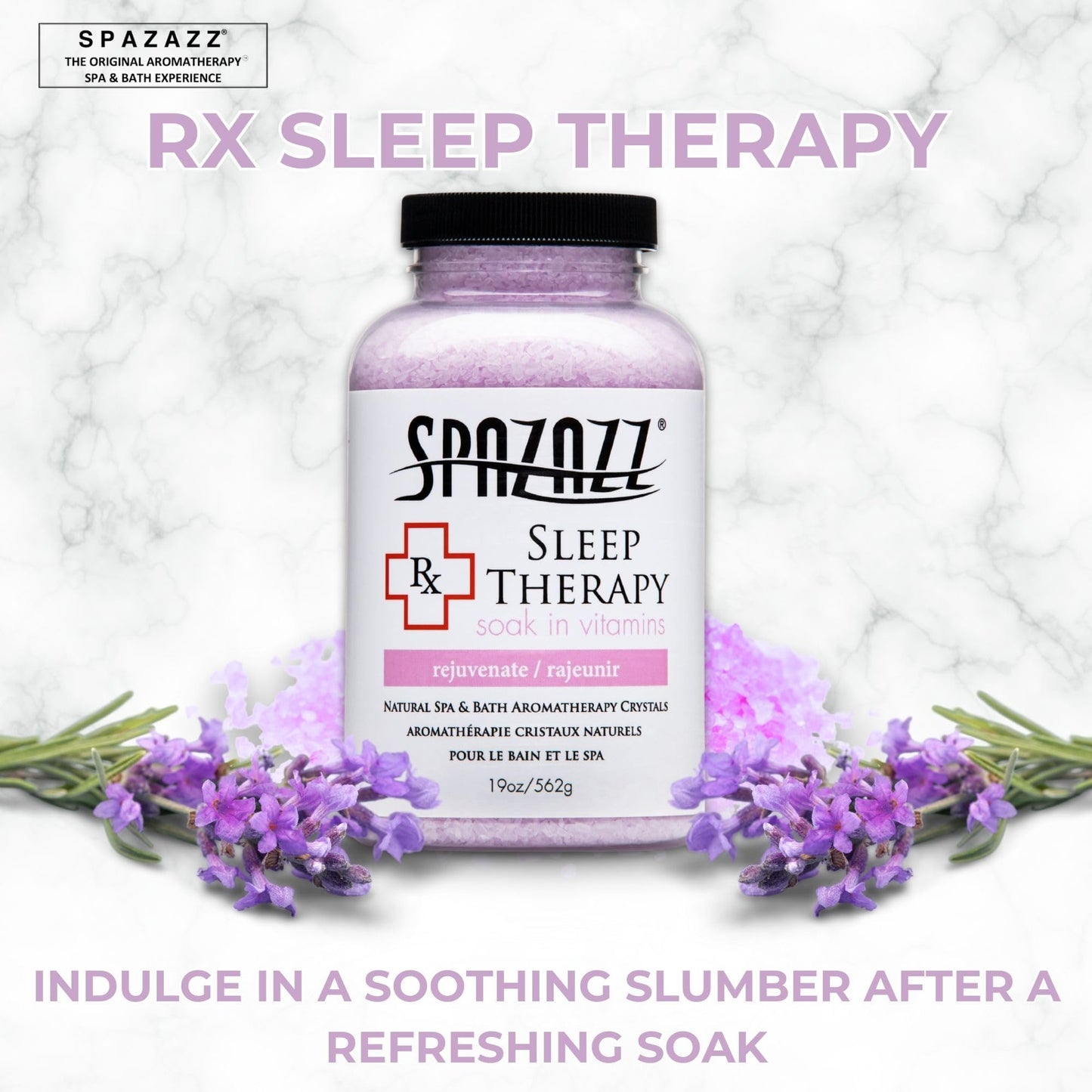 Spazazz RX Sleep Therapy Aromatherapy Bath Salt Crystals 2-Pack (19 Oz Each) - Spazazz Aromatherapy Bath Salts for Hot Tubs & Baths, Safe for All Spas Beauty and Personal Care Spazazz