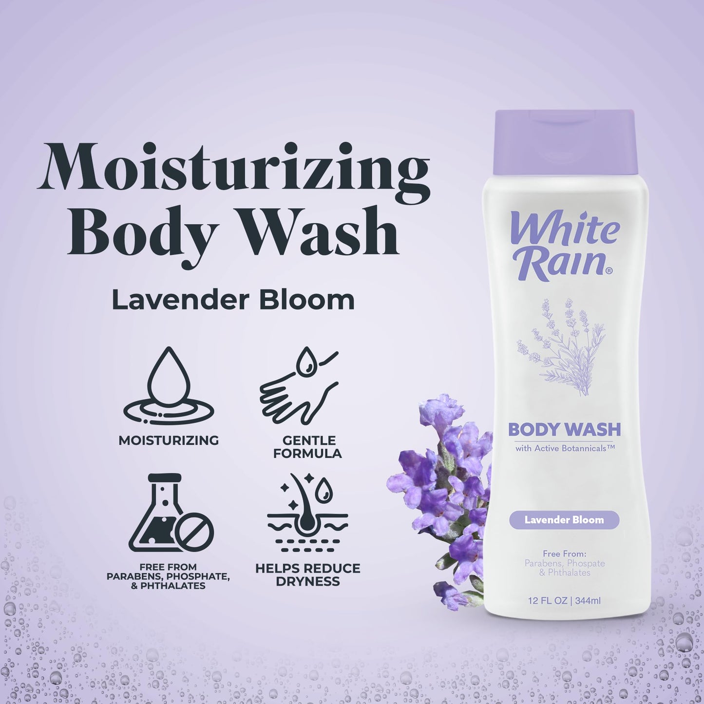 White Rain Lavender Moisturizing Body Wash for Women & Men - Lavender Body Wash for Dry Skin, Gentle Paraben-Free Formula with Botanical Extracts Beauty & Personal Care White Rain
