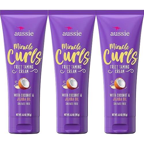 Aussie Miracle Curls Frizz Taming Cream 6.8 Ounce (Coconut & Jojoba Oil) (3 Pack) Beauty & Personal Care Aussie
