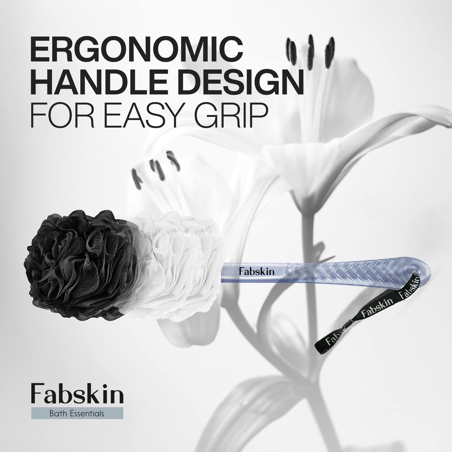 Fabskin Bath Body Brush Loofah For Men & Women With Long Handle - Body Bath Brush - Back Scrubber For Bathing - Made In India (Black) Beauty and Personal Care FABSKIN