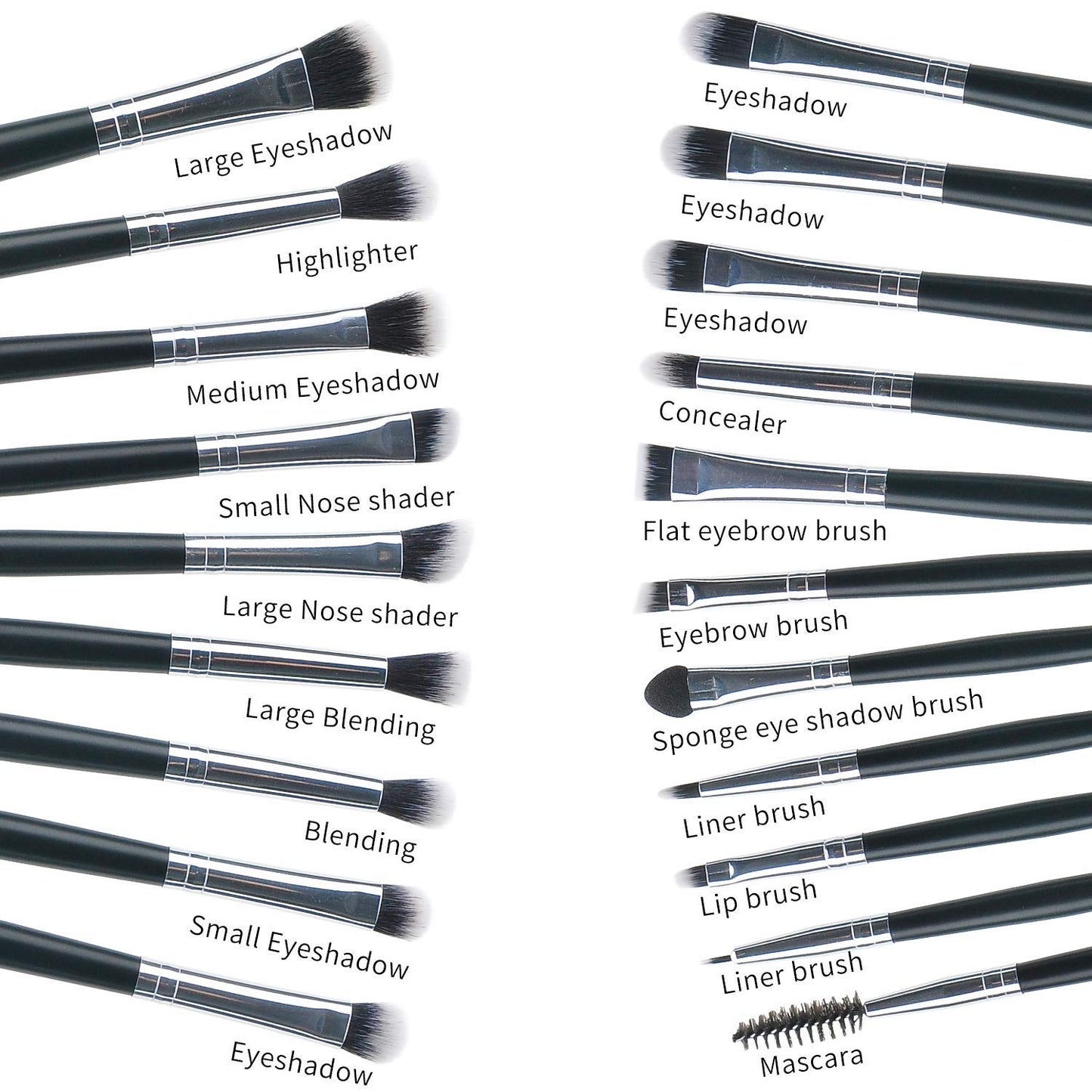MSQ Eyeshadow Brushes Set 20pcs Makeup Eye Brushes Eyeshadow Blending Brush Eyebrow Eyeliner Lip Brush Beauty Brushes-Black Beauty & Personal Care MSQ