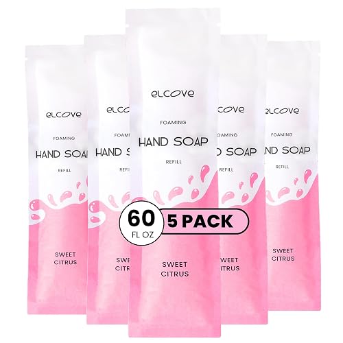 Elcove Foaming Hand Soap Refills, 5 Pack Makes 5 x 12oz (60 oz total) of Eco Friendly, Non Toxic, Refillable Hand Soap, Sweet Citrus Beauty & Personal Care Elcove