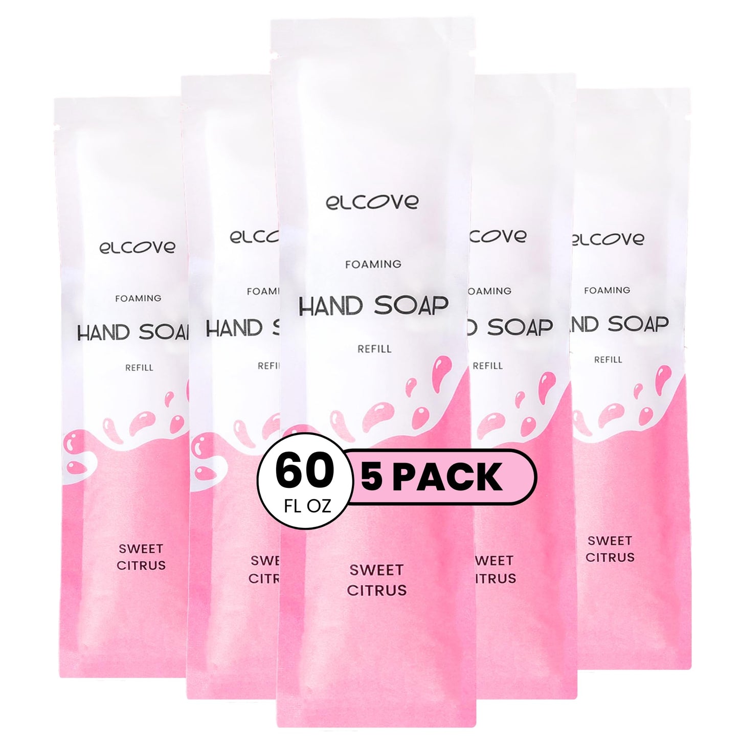 Elcove Foaming Hand Soap Refills, 5 Pack Makes 5 x 12oz (60 oz total) of Eco Friendly, Non Toxic, Refillable Hand Soap, Sweet Citrus Beauty & Personal Care Elcove