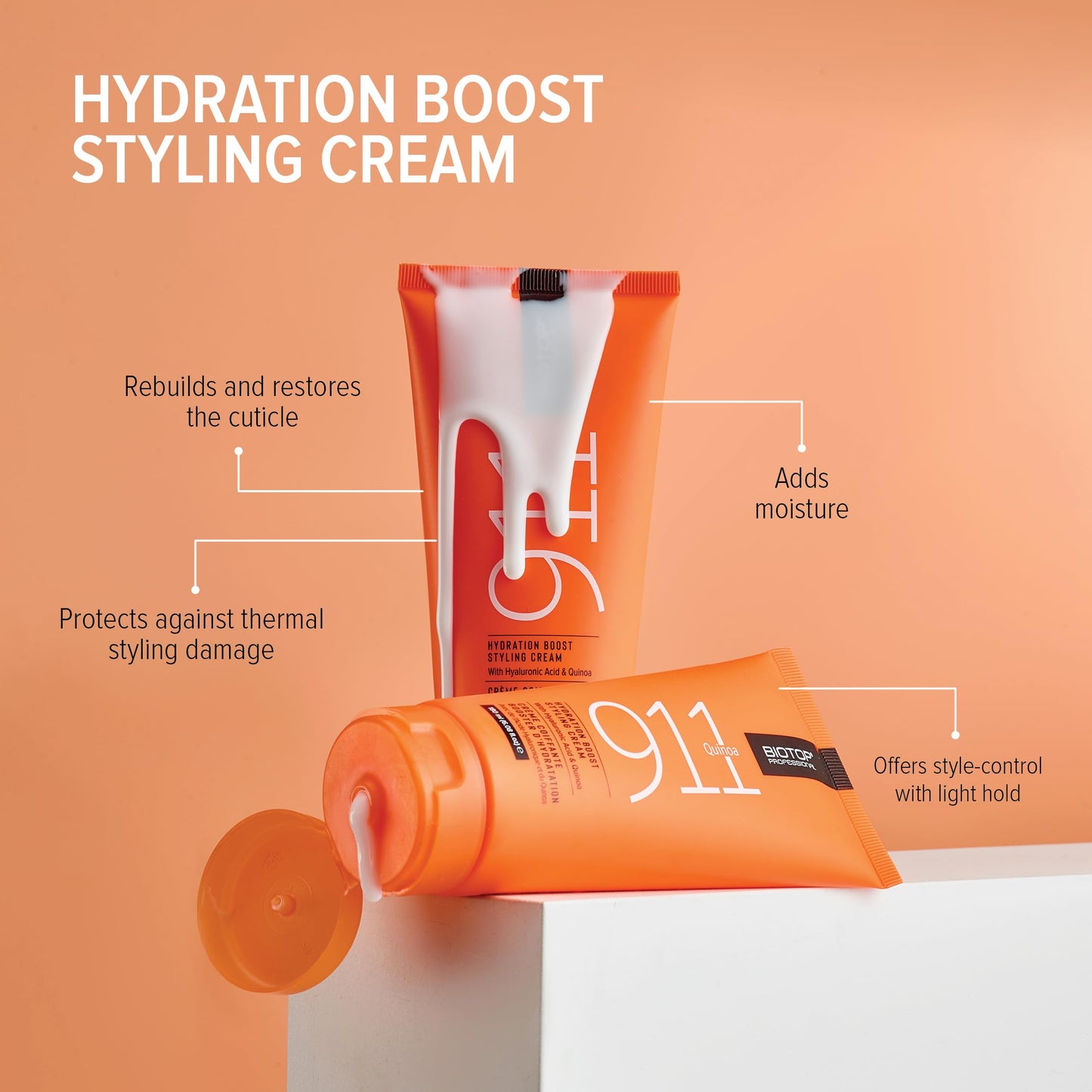 Biotop Professional 911 Quinoa Hydrating Styling Cream - Made with Quinoa and Hyaluronic Acid - Moisturizing and Smoothing for Frizz Control and Hair Beauty and Personal Care Biotop Professional