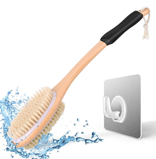 KIPRITII Ergonomically Back Scrubber for Shower,Double-Sided Back Long Handle Wet & Dry Brush for Cellulite and Lymphatic (Black) Beauty and Personal Care KIPRITII