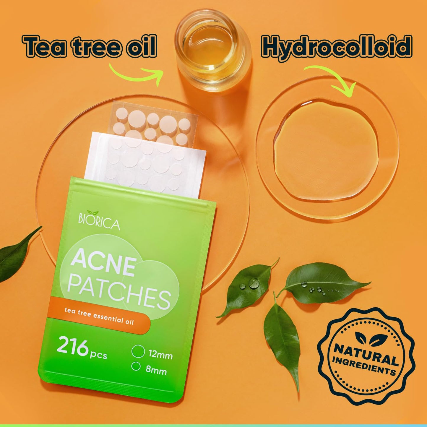BIORICA Pimple Patches for Face with Tea Tree Oil 216 pcs. Hydrocolloid Acne Pimple Patches. Blemish Patches, Acne Dots, Pimple Stickers, Acne Patch Beauty & Personal Care BIORICA