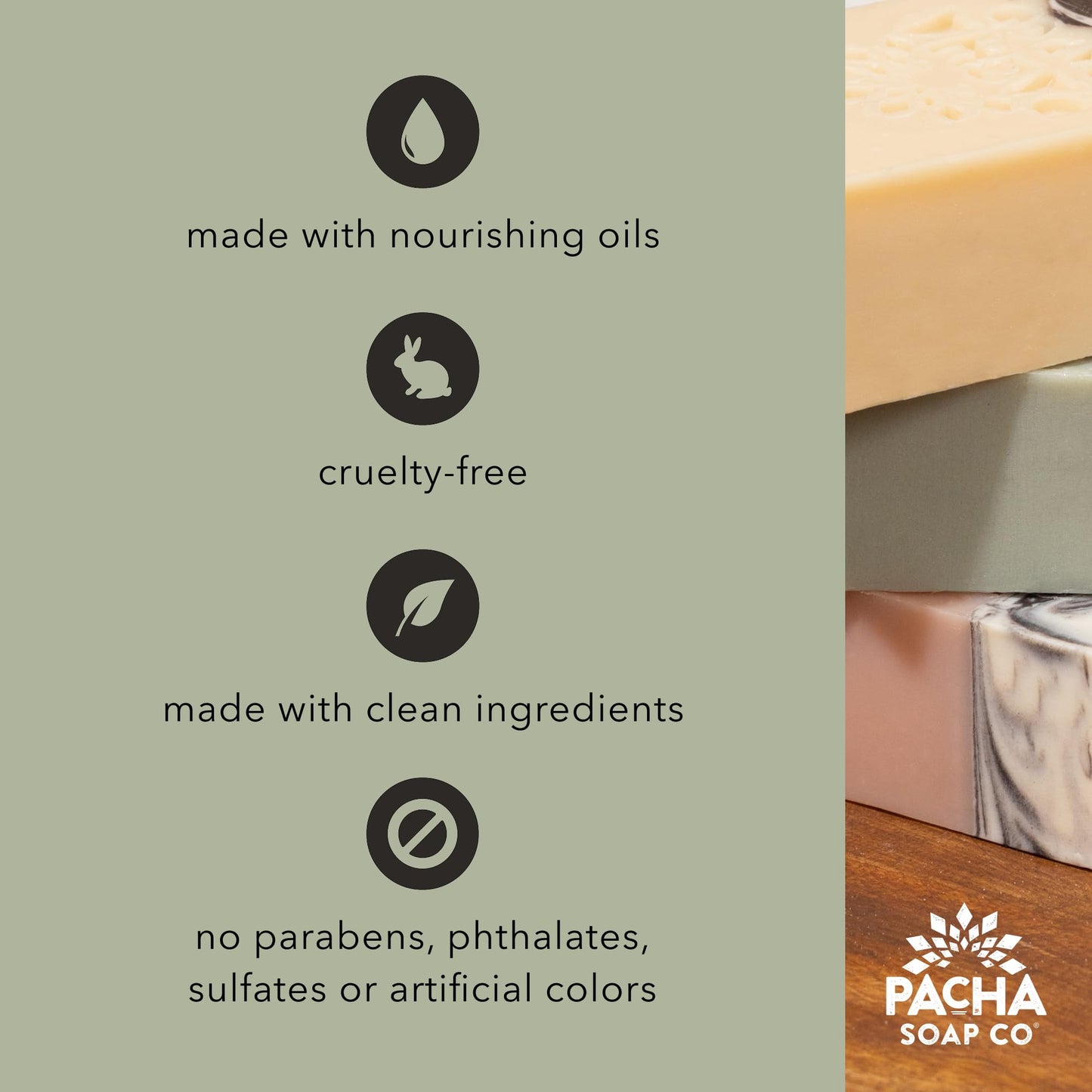 Pacha Soap Co. Bar Soap - Salt & Moss Scent, Handcrafted, Hydrating & Moisturizing Natural Soap with Soothing Essential Oils, Premium Face, Hand Beauty & Personal Care Pacha Soap Co