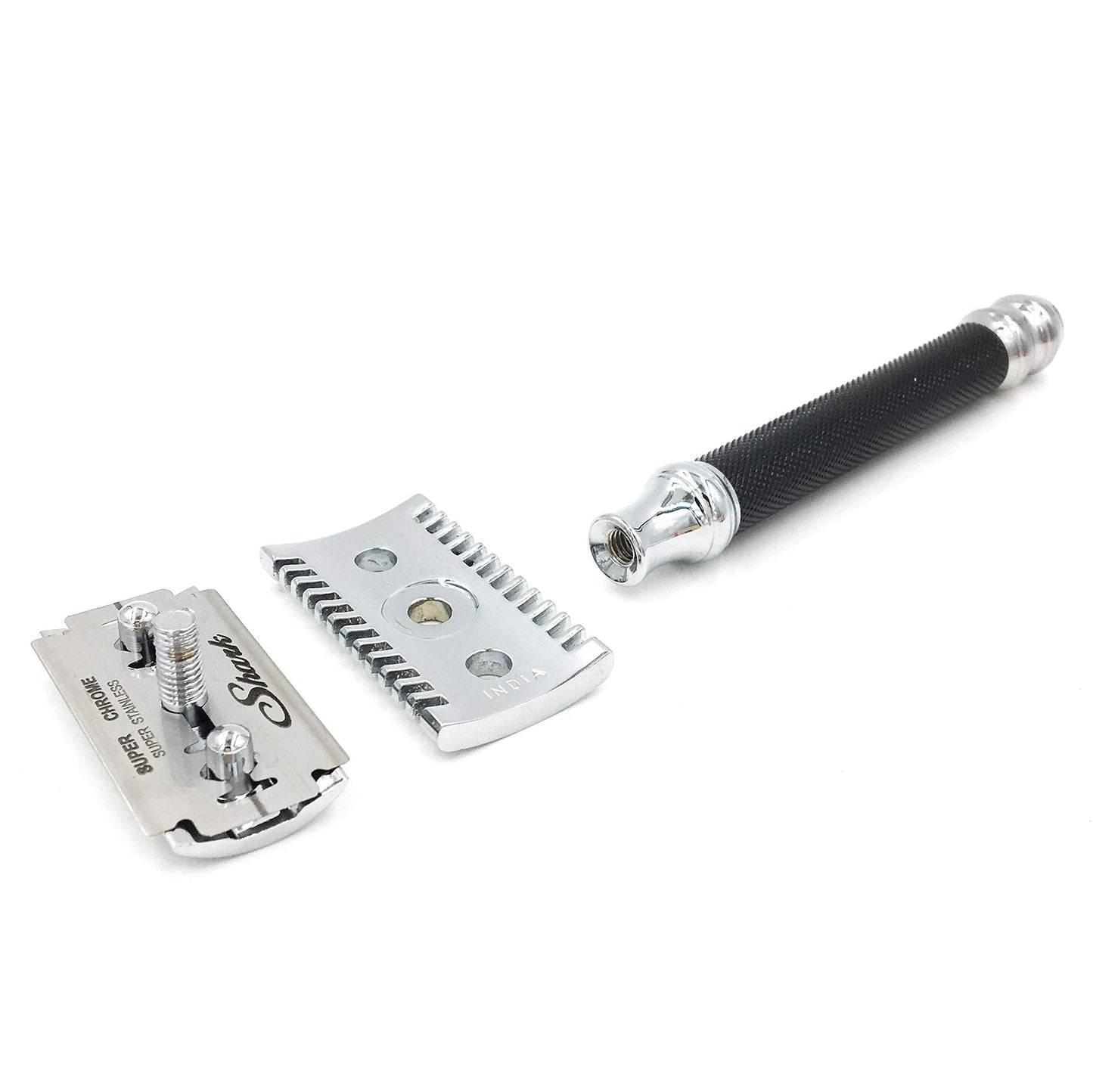 Parker Open Comb Double Edge Safety Razor - Heavyweight Chrome Handle for Closer Shaves - Includes 5 Razor Blades - Ideal for Men with Thick or Coarse Beauty and Personal Care Parker Safety Razor