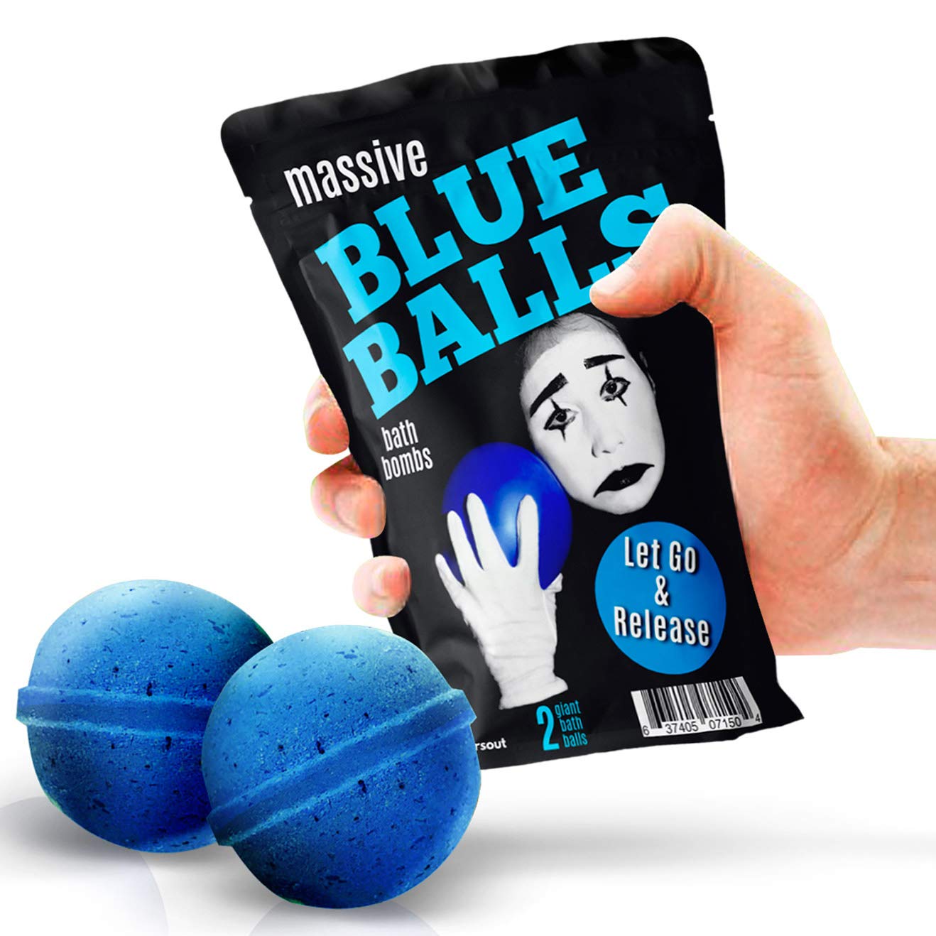 Massive Blue Balls Bath Bombs - Sad Mime Design - Funny Bath Bombs for Men - XL Bath Fizzers, Giant Blue Bath Bombs, Handcrafted in The USA, 2 Count Beauty & Personal Care Gears Out