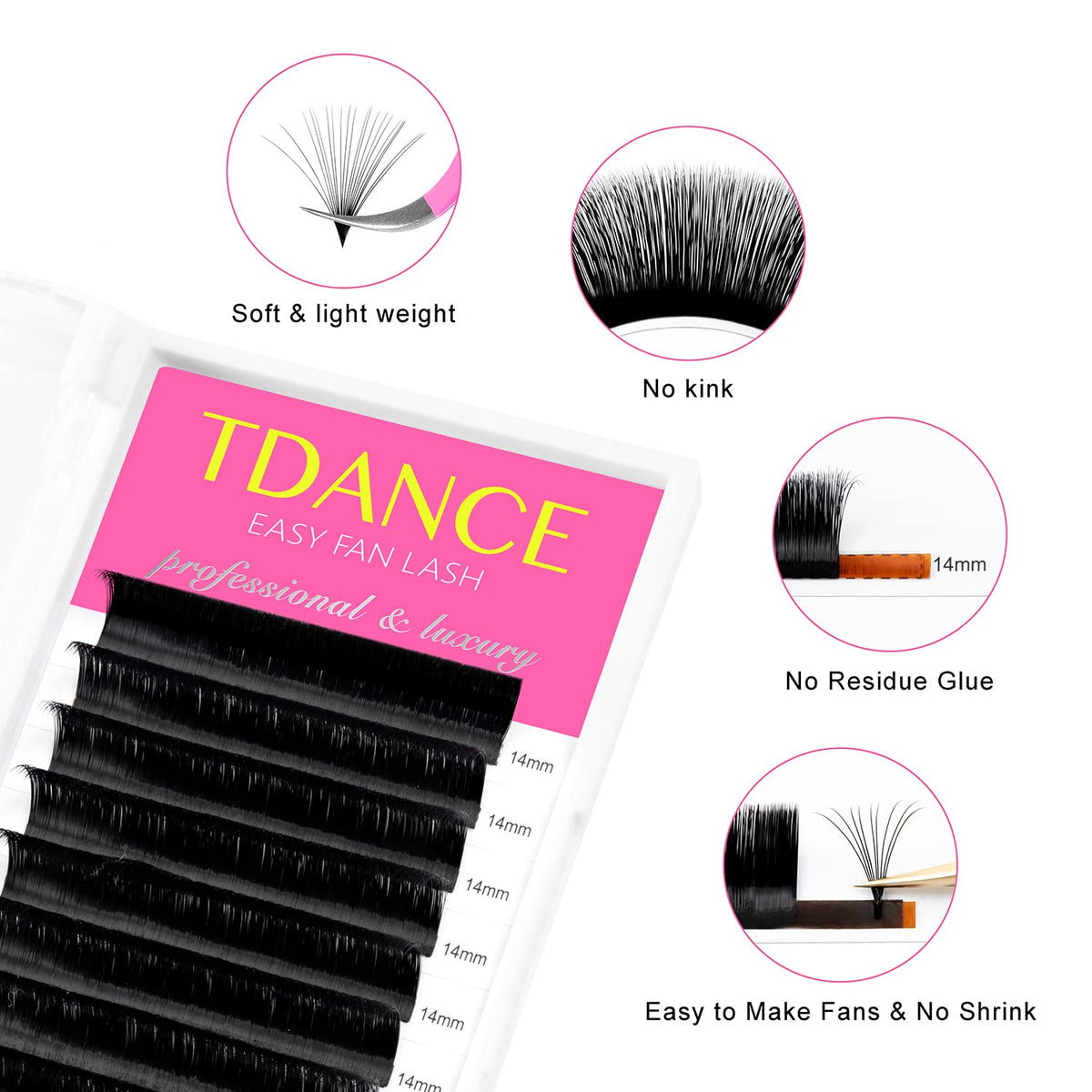 TDANCE Easy Fan Lash Extension Rapid Blooming Volume Eyelash Extensions C CC D DD J B L Curl 0.03-0.12mm Thickness Easy Fan Volume Lashes Self Fanning Beauty & Personal Care TDANCE