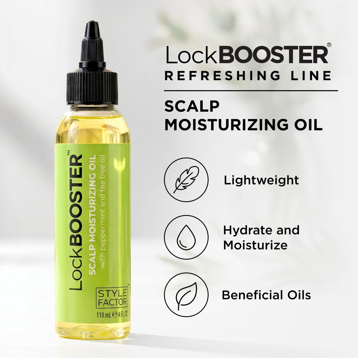 Style Factor LockBOOSTER Scalp Moisturizing Oil - Lightweight Hydration with Peppermint & Tea Tree Oil for revitalizing Braids, Locs & Twists -
