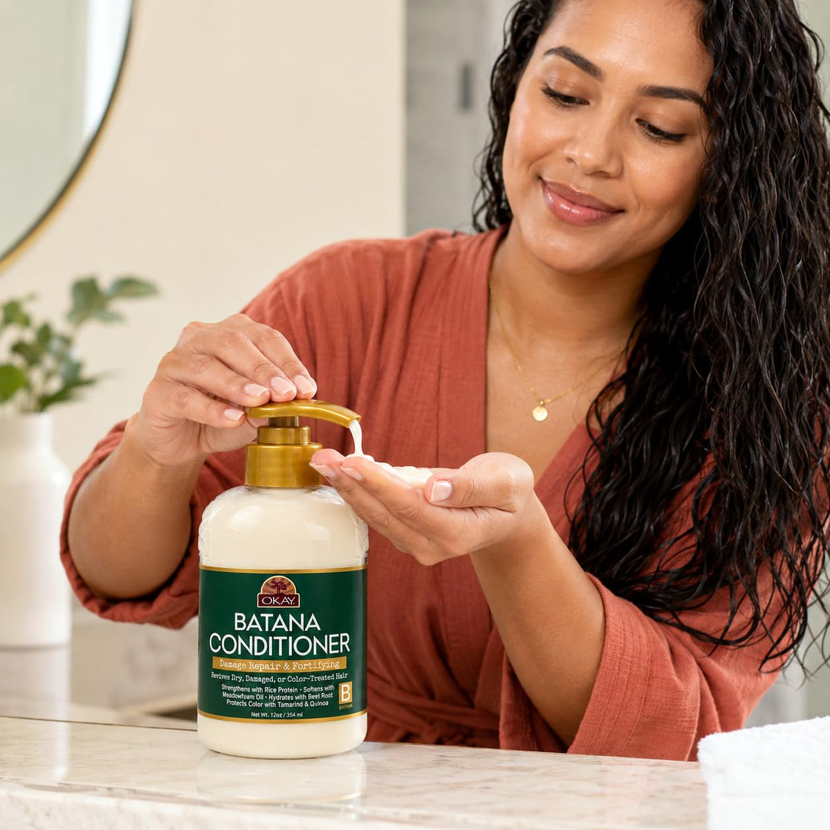 OKAY Batana Oil Moisture Repair Conditioner 12oz - Deep Hydrating Conditioner with Batana Oil, Coconut & Quinoa Protein - Repairs Dry Damaged Hair,