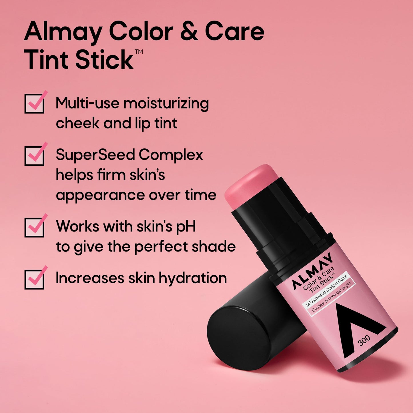 Almay Lip and Cheek Tint, Color & Care Tint Stick, Multi-Use Moisturizing Blush and Lip Color, Dewy Finish, 300 Rose Flush, 0.25 oz Beauty & Personal Care Almay