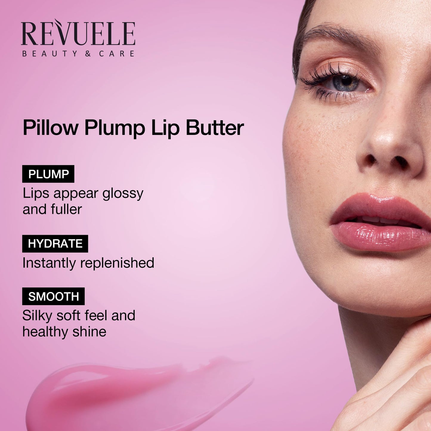 REVUELE Pillow Plump Lip Butter, 0.50 fl.oz - Hydrating & Plumping Lip Balm with Hyaluronic Acid & Peptide - Soft, Glossy, Fuller-Looking Lips for Dry Beauty and Personal Care Revuele