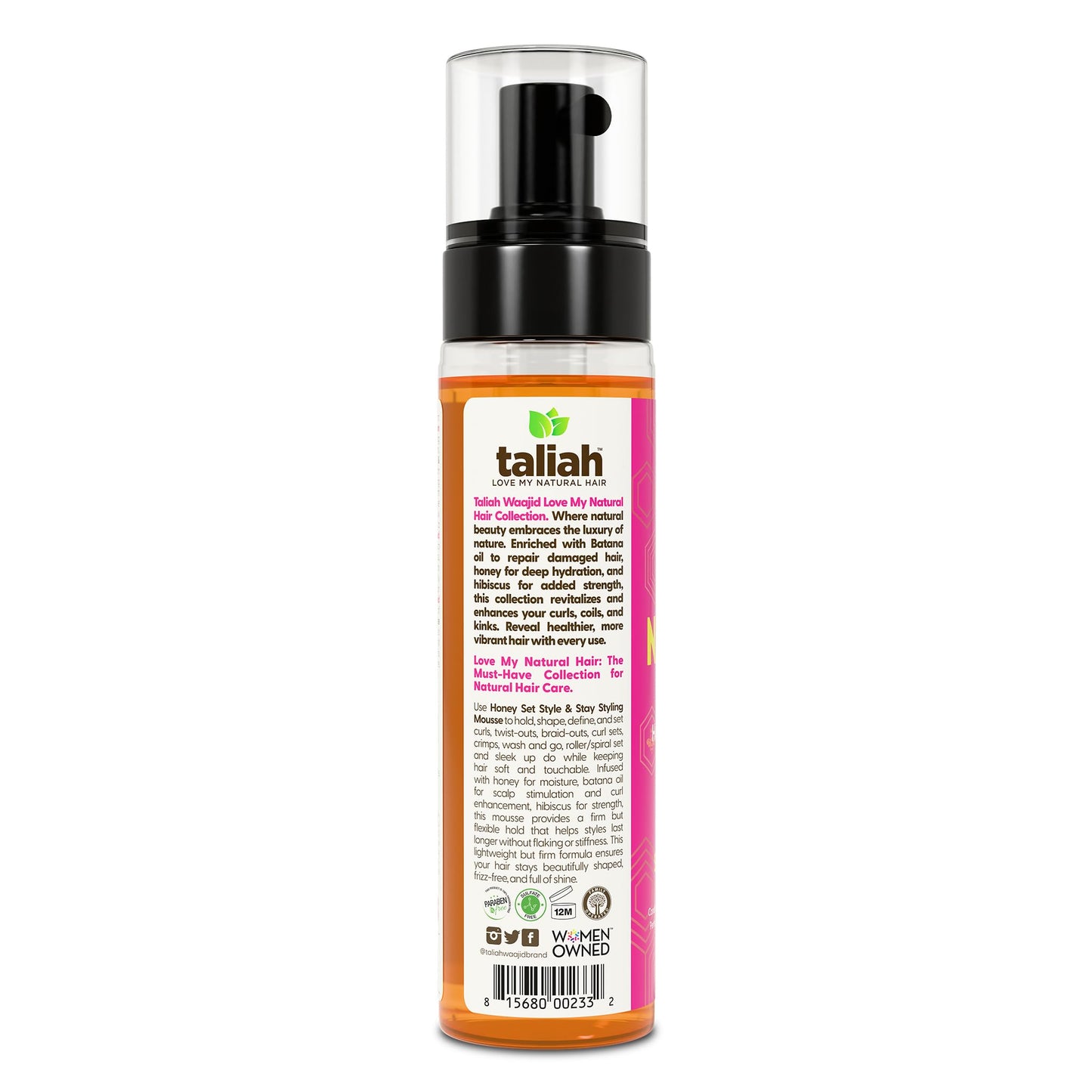 Taliah Waajid Love My Natural Hair Honey Set & Style Styling Mousse 8oz - Lightweight Foaming Mousse with Honey & Batana Oil - Curl Defining, Frizz Beauty & Personal Care Taliah Waajid black earth products