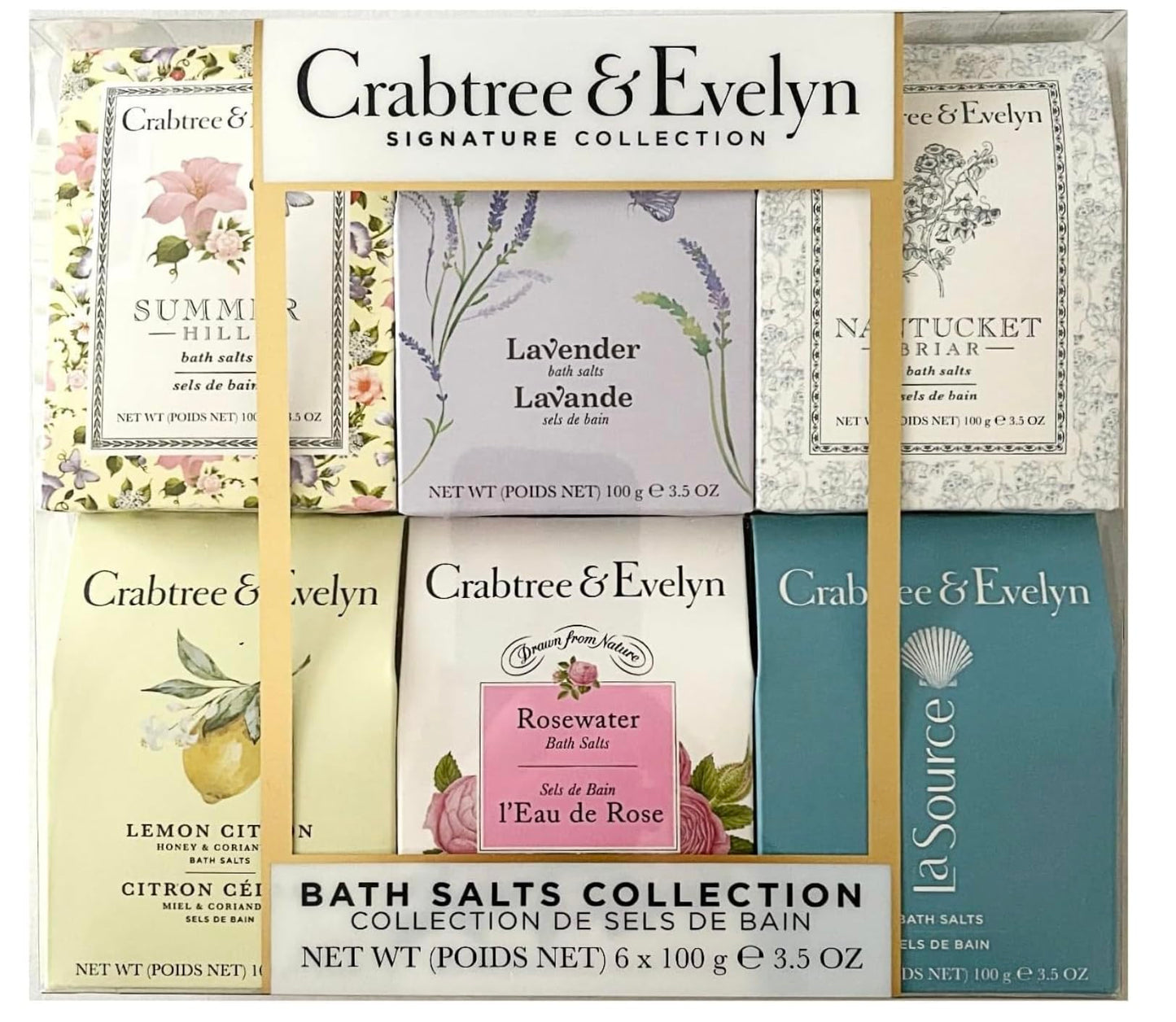 Crabtree & Evelyn Bath Sea Salts Aromatherapy Spa Variety (Summer Hill, Lavender, Nantucket Briar, LaSource, Rosewater, Lemon Citron) 6 X 3.5 oz Beauty and Personal Care Crabtree & Evelyn