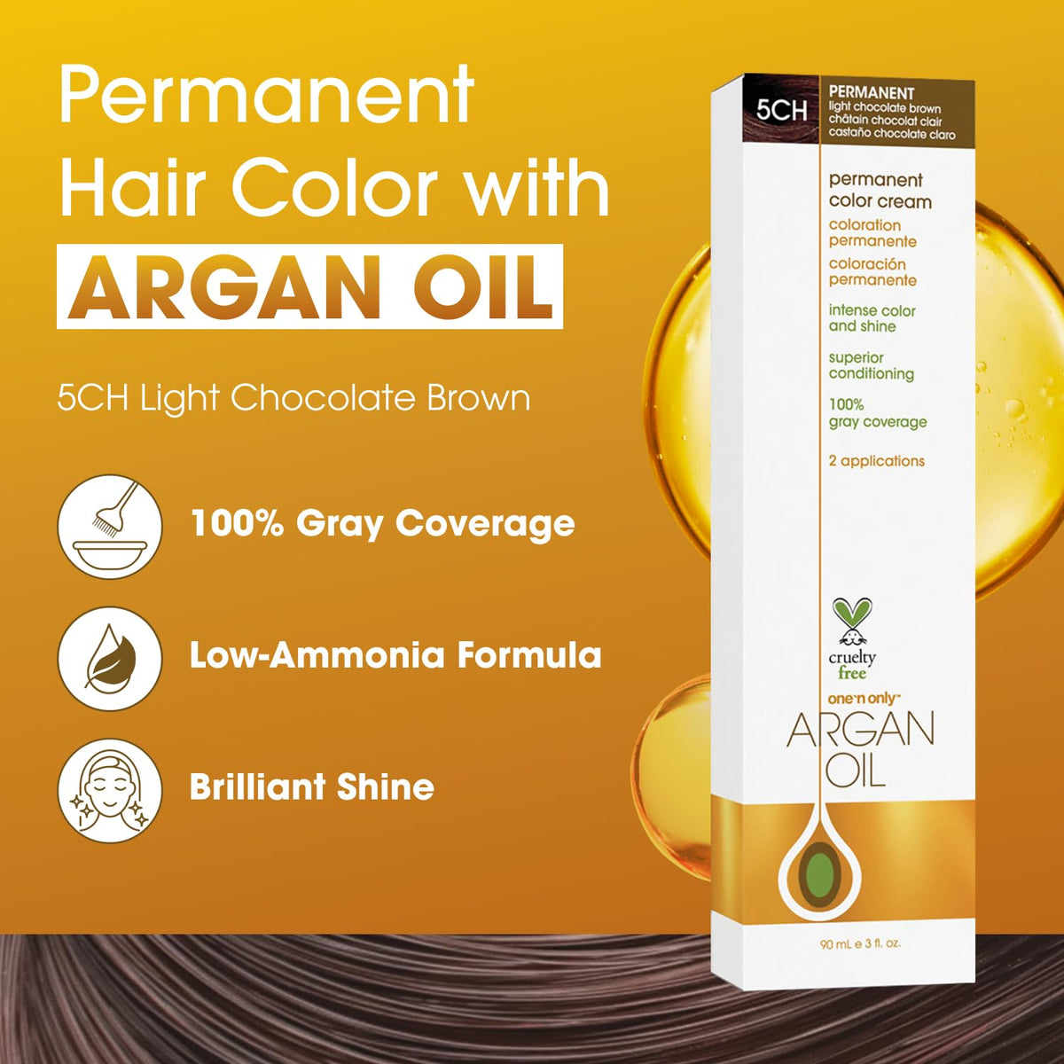 One 'n Only Demi Permanent Hair Color Dye, 5CH Light Chocolate Brown, 3 oz