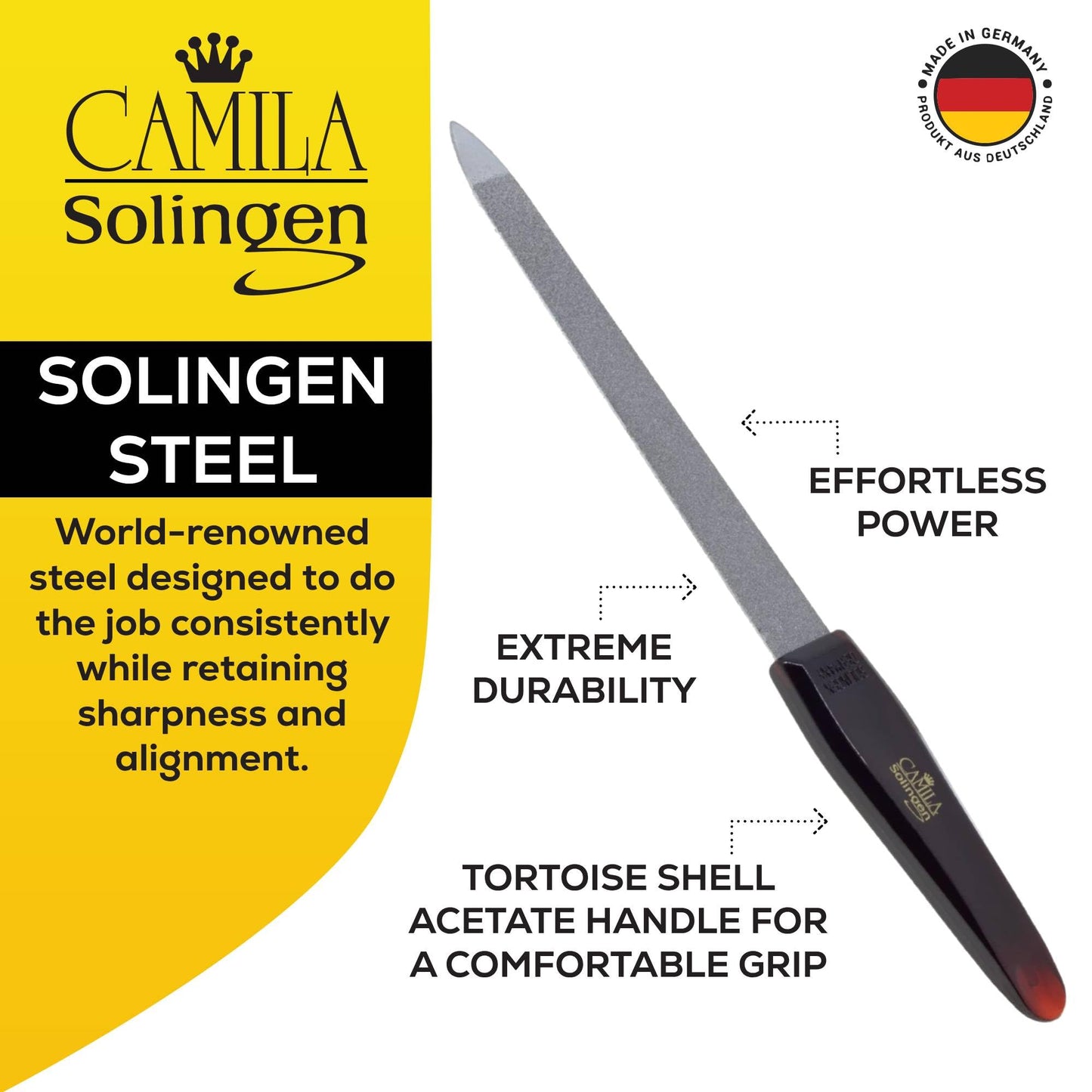 Camila Solingen CS19 Sapphire Metal Nail File for Natural Nails Fingernail and Toenail Care, 8" Double Sided Coarse and Fine for Manicure and Pedicure Beauty & Personal Care Camila Solingen