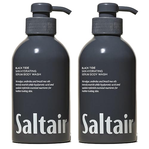 Saltair Body Wash 2-Pack - Moisturizing Body Wash with Squalane & Hydrating Oils - Scented Shower Gel for Men - Black Tide Scent, 2x 17oz - Vegan Beauty & Personal Care Saltair