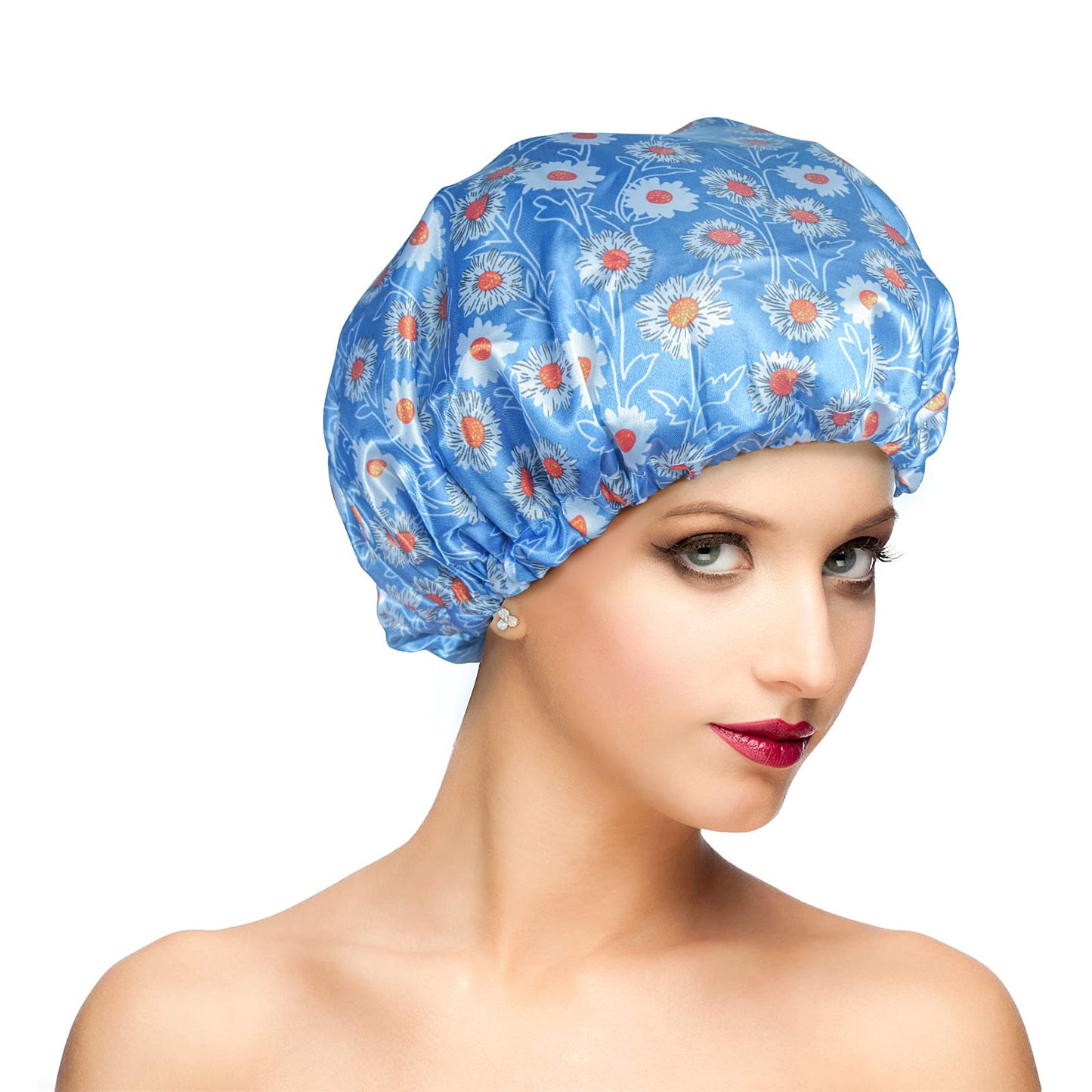 Reusable Shower Cap, Hair Cap, Oversized Waterproof Shower Caps Large Designed for all Hair Lengths with PEVA Lining & Elastic Band Stretch Shower Hat Beauty & Personal Care Fishent