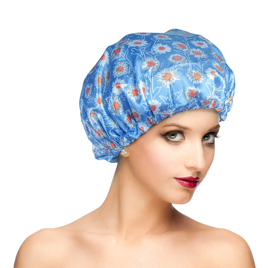 Reusable Shower Cap, Hair Cap, Oversized Waterproof Shower Caps Large Designed for all Hair Lengths with PEVA Lining & Elastic Band Stretch Shower Hat Beauty & Personal Care Fishent