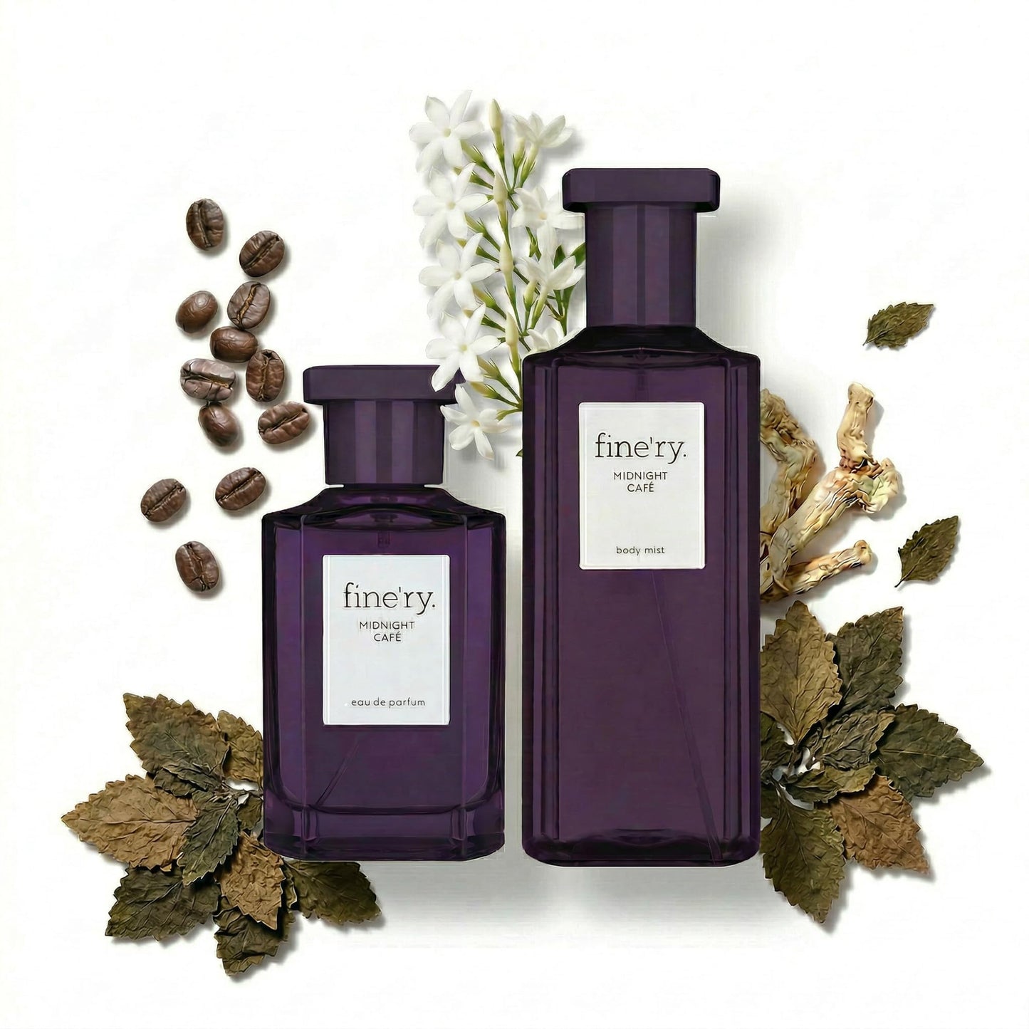 Fine'ry Midnight Cafe Eau De Parfum & Body Mist Set - Warm & Spicy Notes Of Crème De Café & Jasmine - Fragrance Layering Combo (2oz + 5oz) Beauty & Personal Care Fine'ry