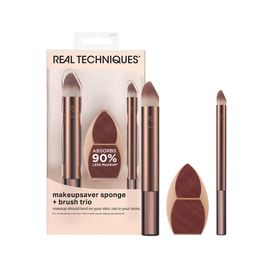Real Techniques Makeupsaver Blending Sponge + Makeup Brushes Trio