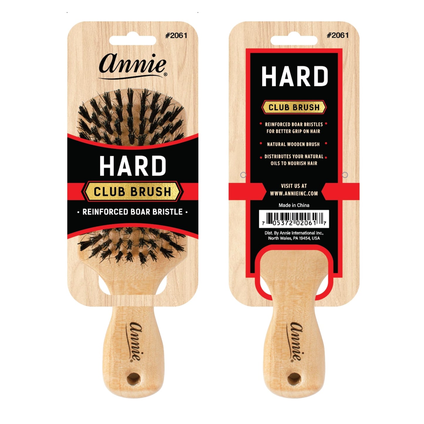 Annie Natural Boar Bristle Hard Club Brush #2061, Reinforced boar bristles, reinforced bristles, wavy hair, straight hair, long hair, short hair, no Beauty & Personal Care Annie