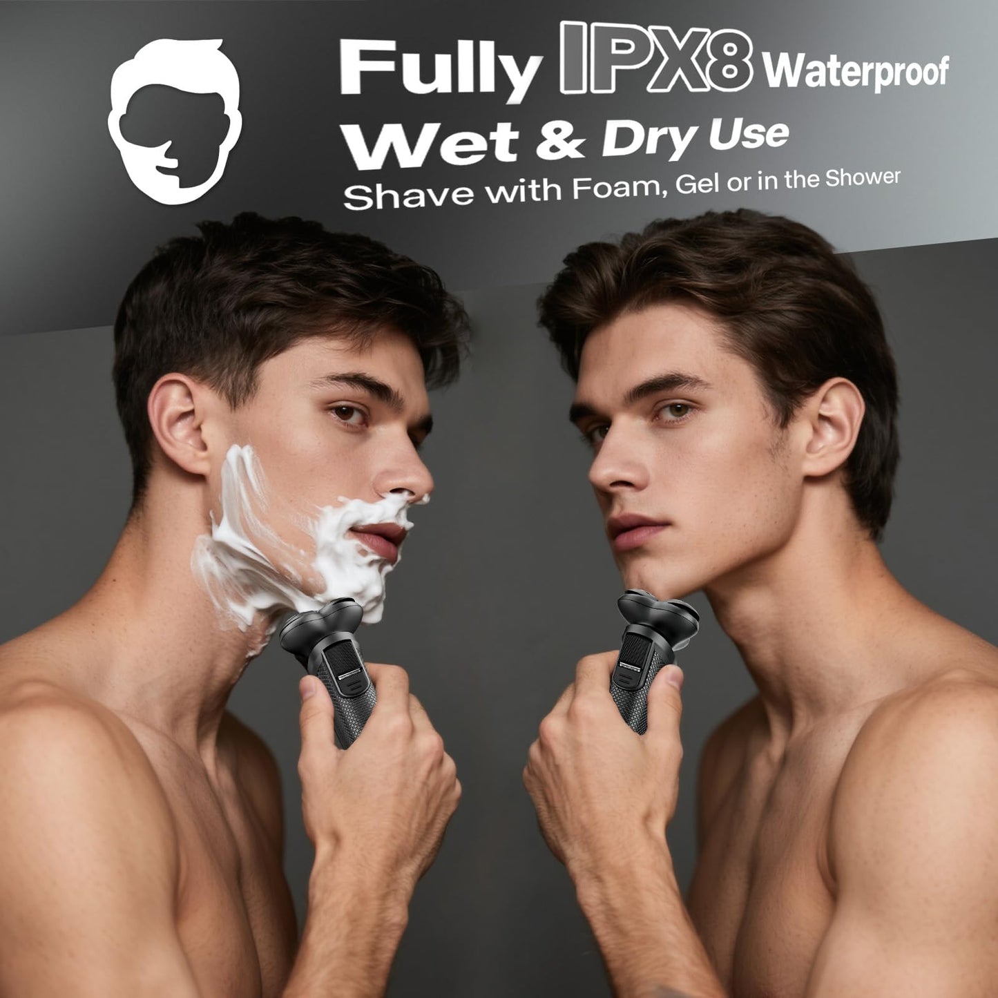 Electric Razor for Men, 3D Flex Blades with Pop-Up Trimmer, IPX8 Waterproof, Type-C Quick Charge, Twilight Gray Beauty and Personal Care MALEGEBAZ